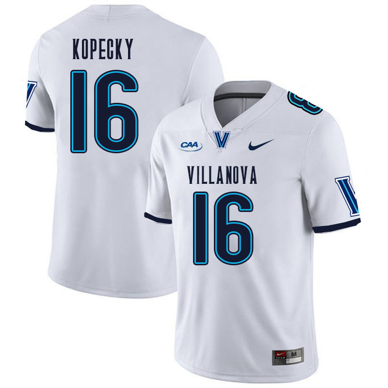 Men #16 Lucas Kopecky Villanova Wildcats College Football Jerseys Stitched Sale-White